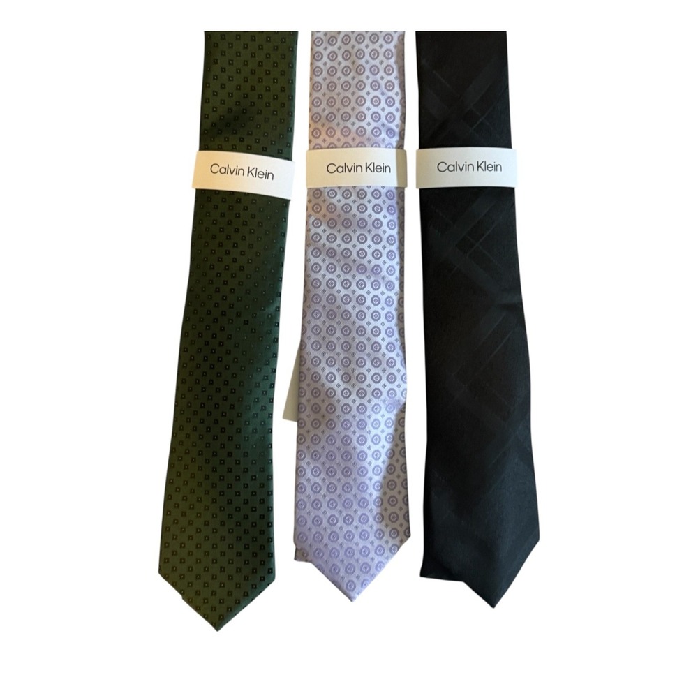 Calvin Klein Necktie Lot of 3 Mens One Size Ties Various Colors and Patterns New